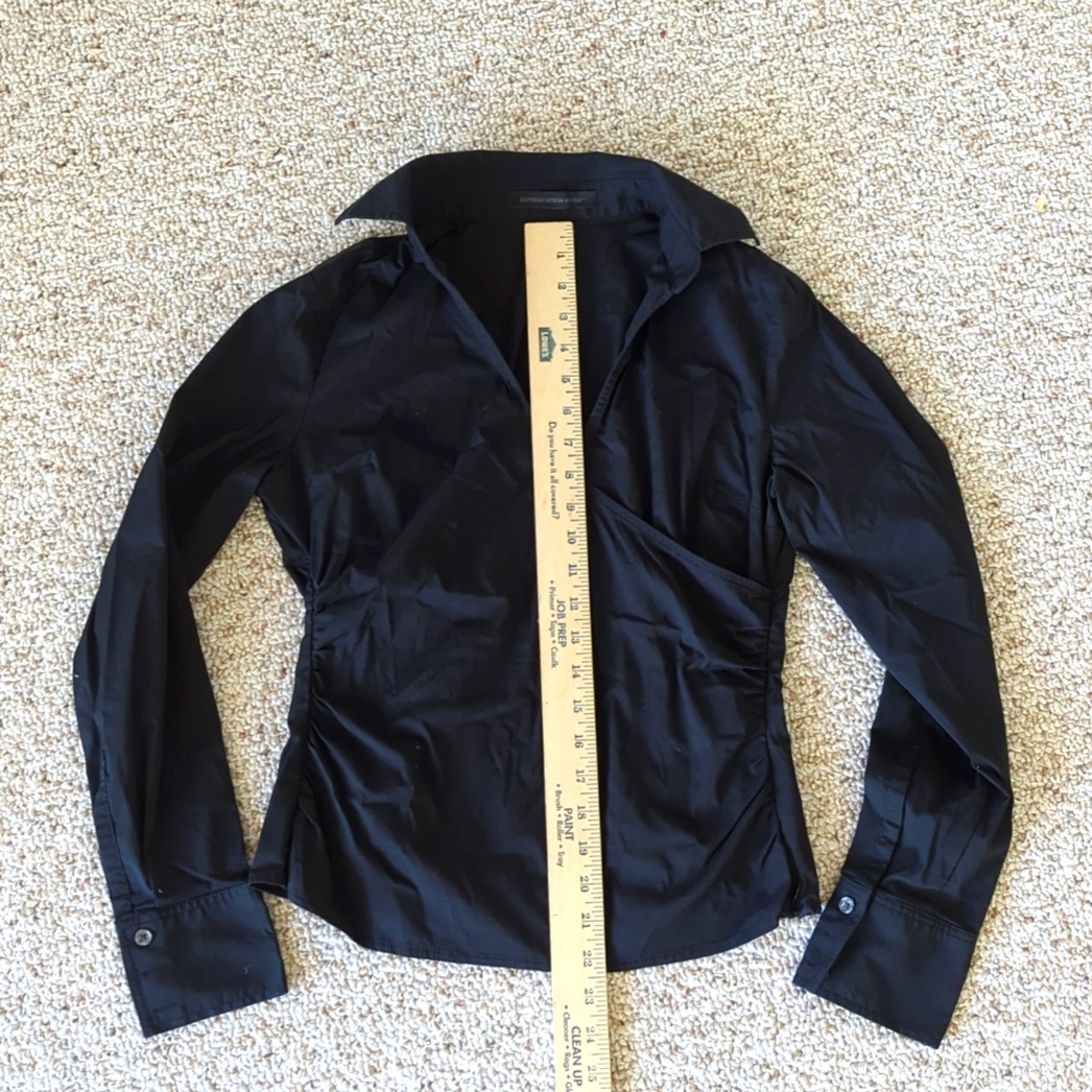 Express Design Studio Stretch Surplus Blouse, Bla… - image 3